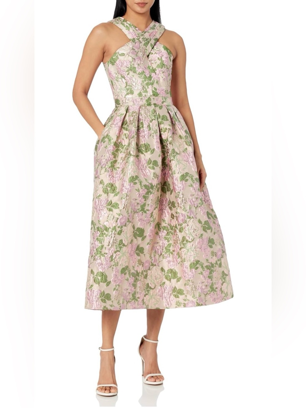 Shoshanna Ivanna Dress Size 4 Champagne Blush Pink Floral Brocade NWT $635